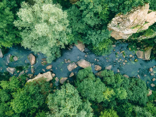 Rio Desfiladeiro Cima Vista Superior Cópia Espaço Marco — Fotografia de Stock