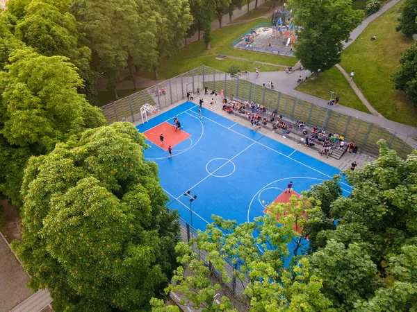 Vista Aérea Cancha Baloncesto Aire Libre Copiar Espacio — Foto de Stock