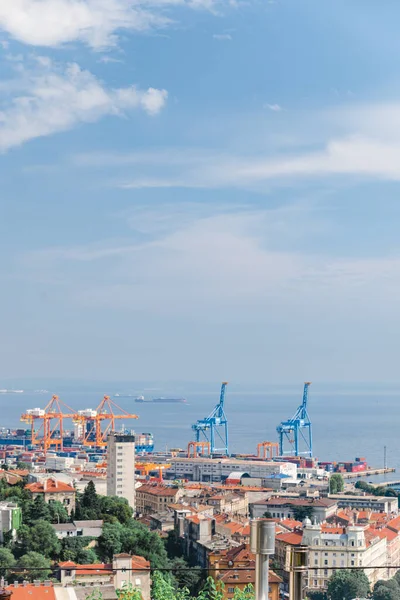 Vista Panorâmica Porto Cidade Rijeka Espaço Cópia Croácia — Fotografia de Stock