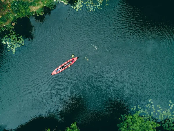 Bovenaanzicht Van Kajak Canyon Reizen Zomer Activiteiten Rivier — Stockfoto