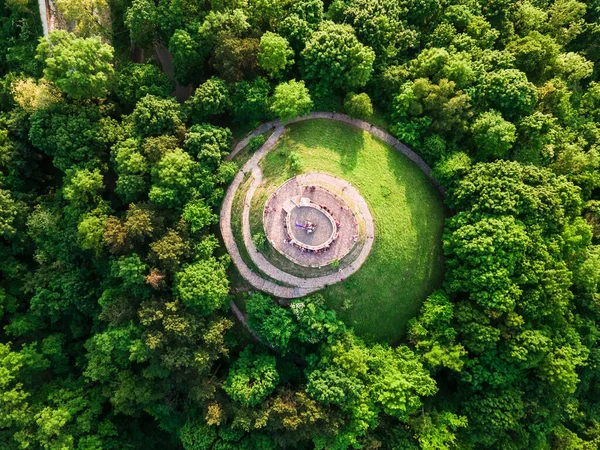 Letecký Pohled Pozorovací Stůl Lvova Místo Otevření Pohled Staré Město — Stock fotografie