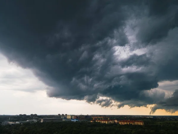 Nuages Orageux Couvert Sur Espace Copie Ville — Photo