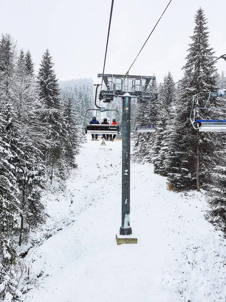 Vue Depuis Télésiège Station Ski Copier Espace — Photo