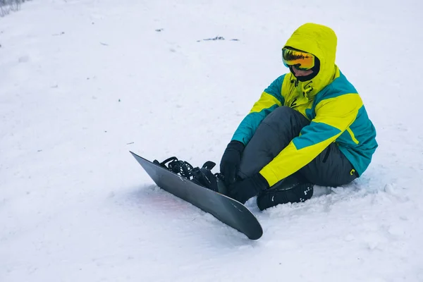 Sangle Homme Snowboard Activités Sportives Hiver Domaine Skiable — Photo