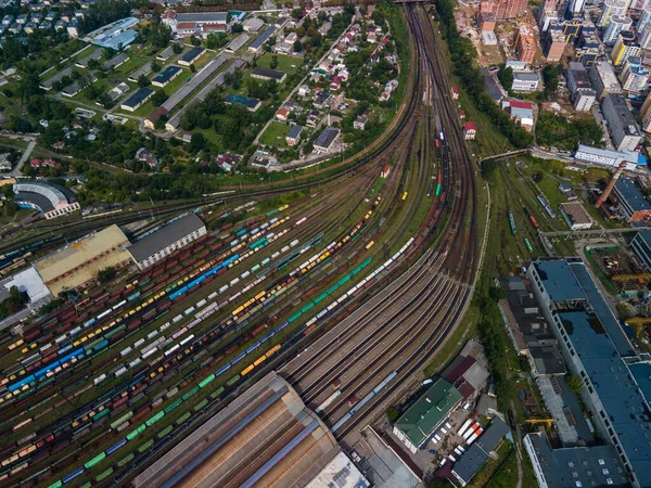 鉄道のハブ都市の空中風景 — ストック写真