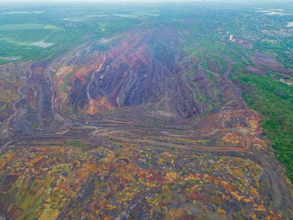 矿山环境污染顶视图 — 图库照片