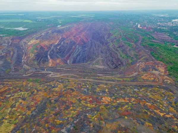 矿山环境污染顶视图 — 图库照片