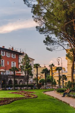 Palmiye ağaçlarıyla çevrili otel manzarası