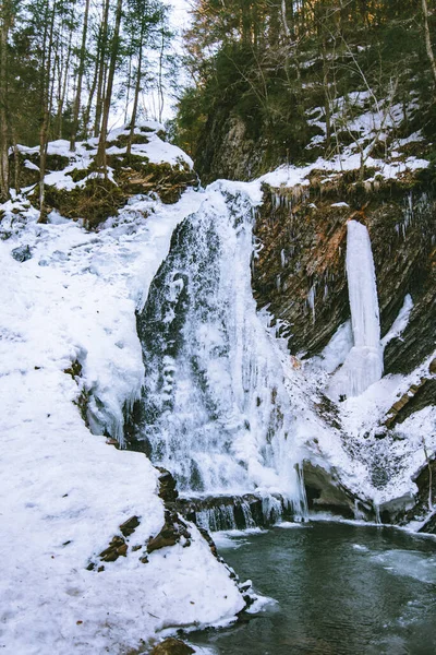Winter Frozen Waterfall Close Ice Water — Stock Photo, Image