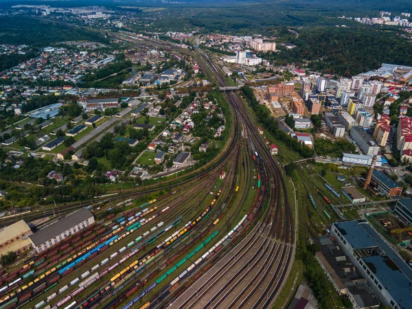 Вид Повітря Залізничний Вузол Міста — стокове фото