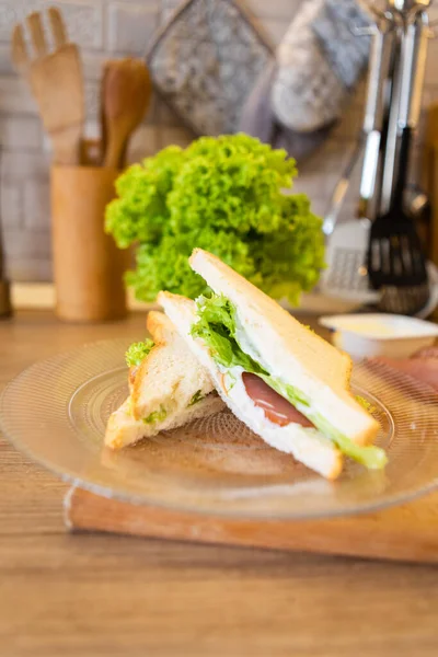 Sandwich Plate Close Copy Space — Stock Photo, Image