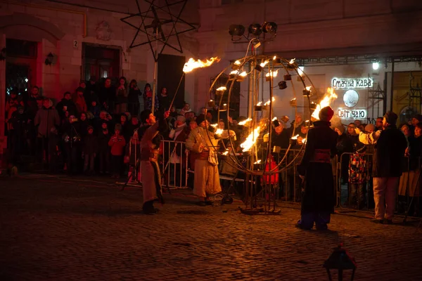 Lviv Oekraïne December 2017 Kerstspel Van Geboorte Van Christus Buiten — Stockfoto