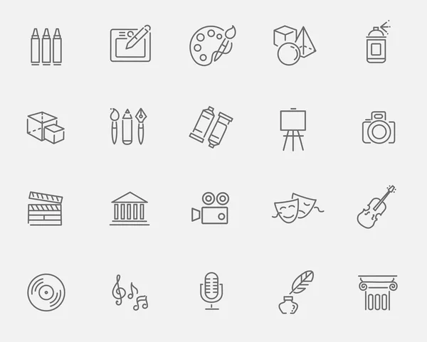 Line Art Icons. Music, theater and artistic icons — Stock Vector