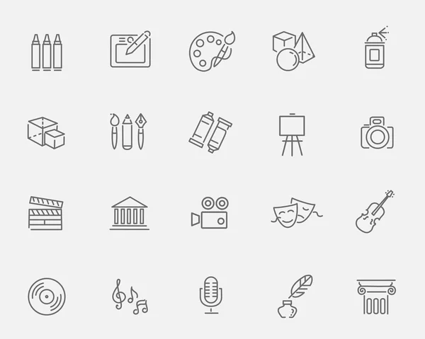 Line Art Icons. Música, teatro e iconos artísticos — Vector de stock