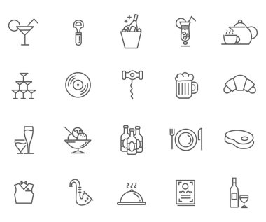 Restoran, Cafe ve Bar için simge seti