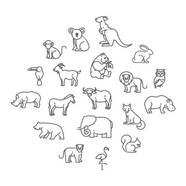 animal icons. Zoo icons. Animals clipart