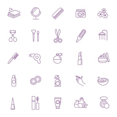 Güzellik Icons set. Kozmetik ve moda