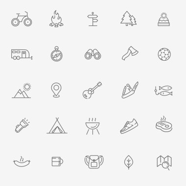 Kamp, Hiking, doğa ve açık hava etkinlikleri simgeleri