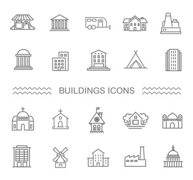 Building Icons set, Government clipart