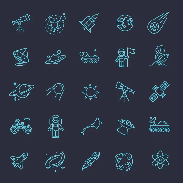 Iconos de Astronomía, Astrología y Espacio — Vector de stock