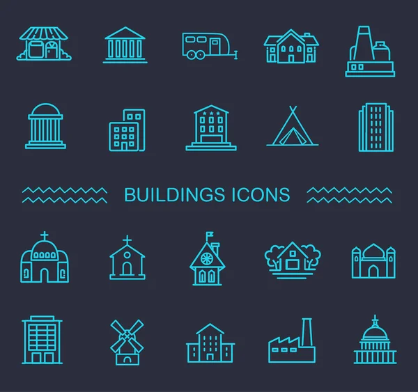 Byggnaden ikoner set, regeringen — Stock vektor