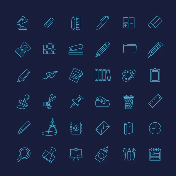 Conjunto de iconos web de esquema - papelería de oficina — Vector de stock