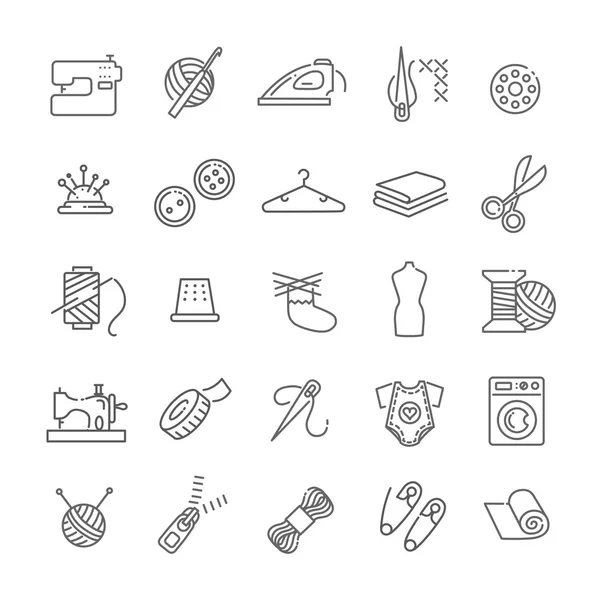 Sewing equipment and needlework icons set — Stock Vector