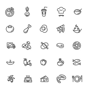 geleneksel İtalyan pizza - web Icons set