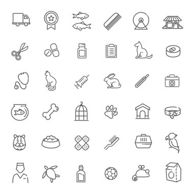Anahat web Icon set - evde beslenen hayvan, veteriner, evde beslenen hayvan dükkan, Evcil hayvan türleri