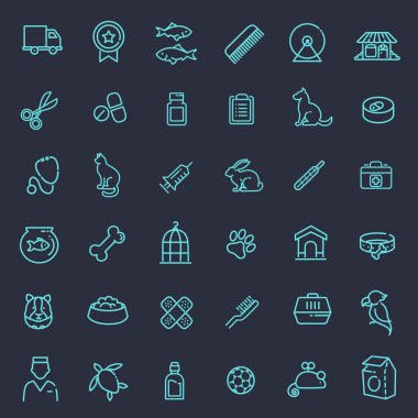 Anahat web Icon set - evde beslenen hayvan, veteriner, evde beslenen hayvan dükkan, Evcil hayvan türleri