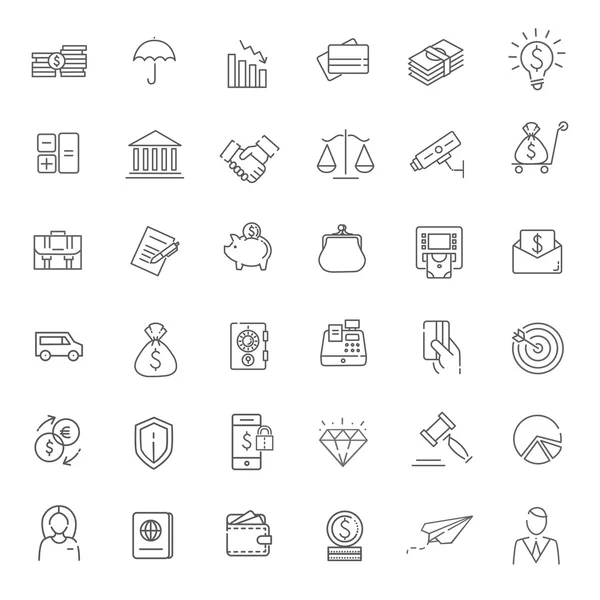 İnce çizgi web Icon set - para, finans, ödemeler