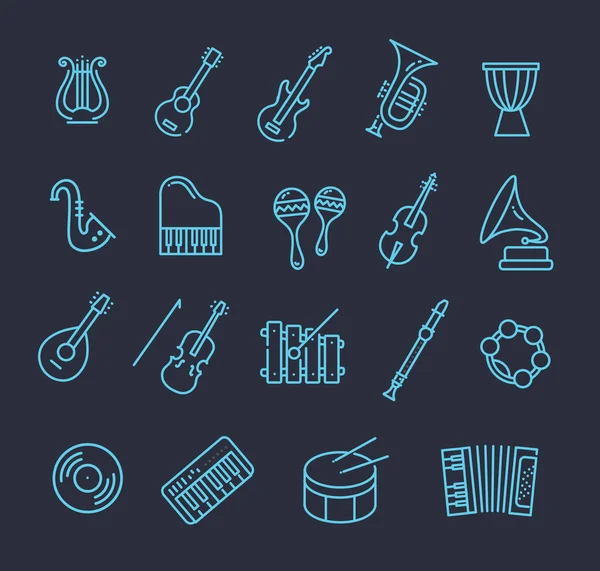 Instrumentos musicales. Iconos vectoriales — Archivo Imágenes Vectoriales