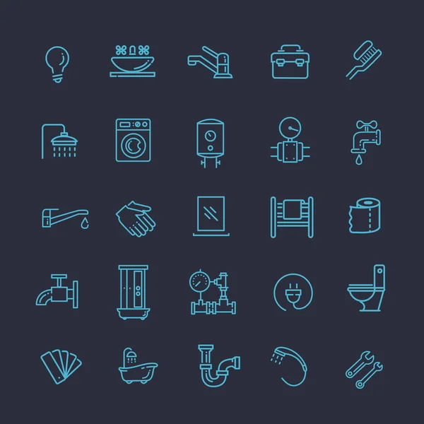 Conjunto de iconos de contorno de plomería vectorial — Vector de stock