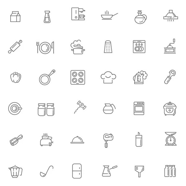 Outline Icon Collection - Kochen, Haushaltsgeräte und Utensilien — Stockvektor