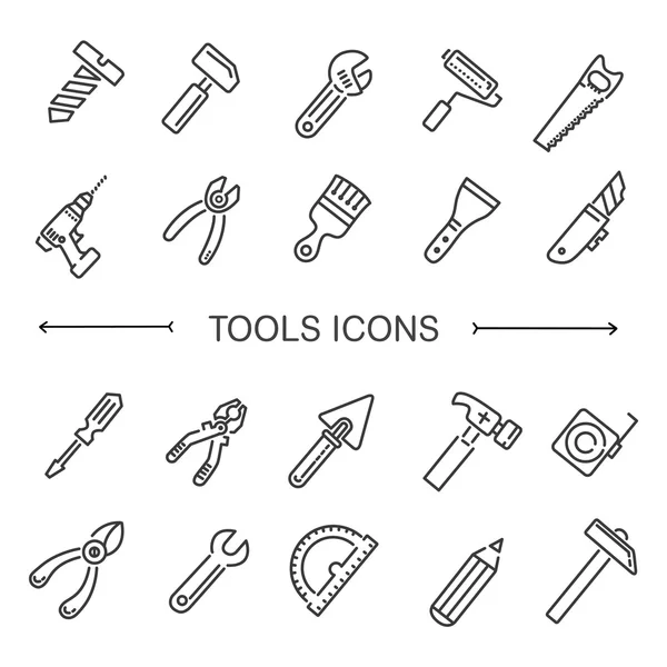 Colección de iconos de herramientas de construcción - ilustración vectorial — Vector de stock