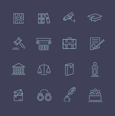 Legal, law and justice icon set clipart