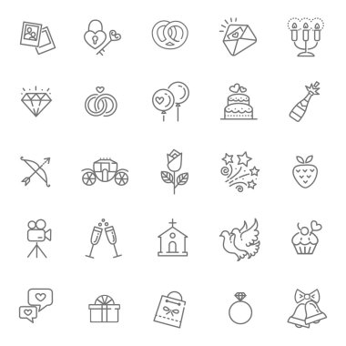 Düğün anahat web Icon set