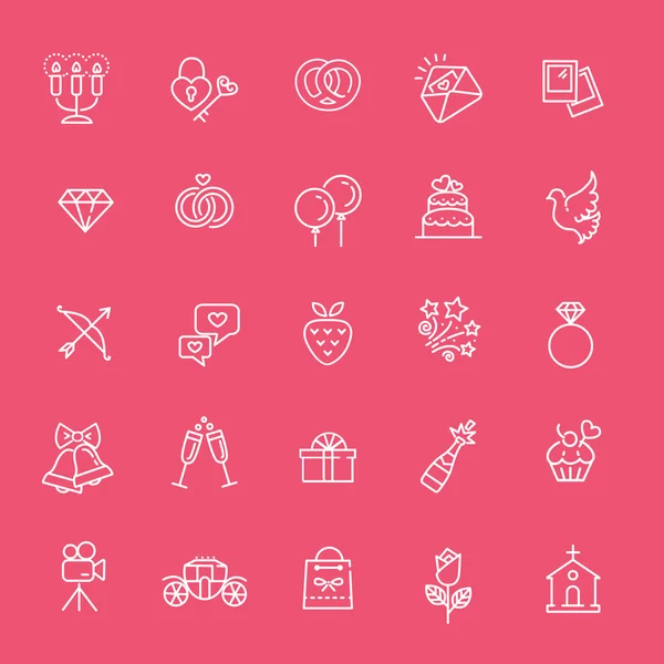 Outline web icon set matrimonio — Vettoriale Stock