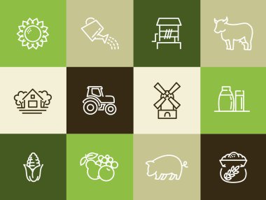 Tarım ve tarım Icons set