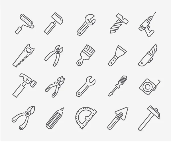 Colección de iconos de herramientas de construcción - ilustración vectorial — Vector de stock
