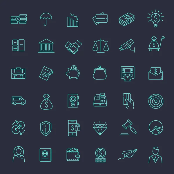 İnce çizgi web Icon set - para, finans, ödemeler
