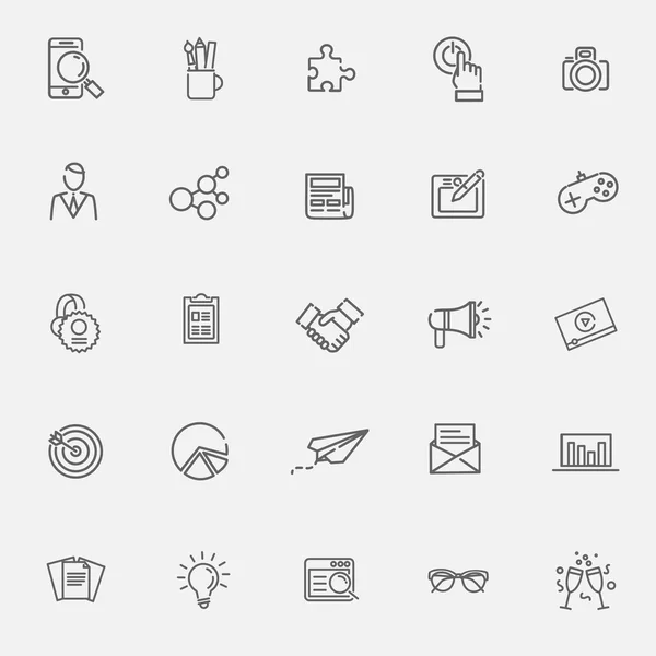 İnce çizgi Icons set. İş, dijital pazarlama için simgeler.
