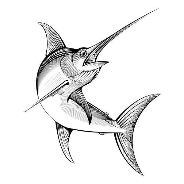 Pesce spada vettore. incisione illustrazione — Vettoriale Stock