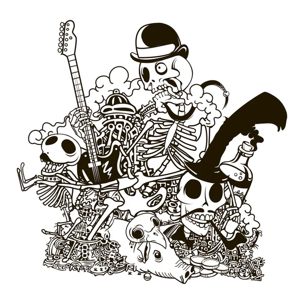 Skull Doodle. Illustrazione vettoriale — Vettoriale Stock