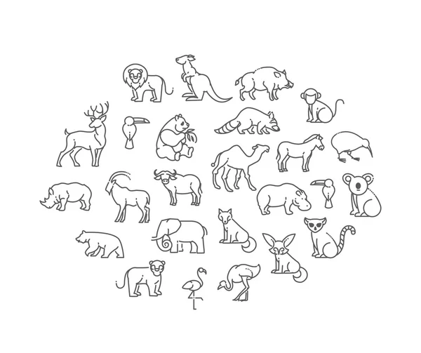 Animal icons. Zoo Animals — Stock Vector