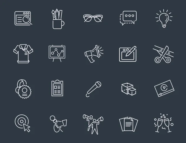 Thin Line Icons gesetzt. Icons für Unternehmen, digitales Marketing. — Stockvektor