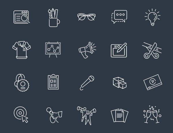 Thin line icons set. Icons for business, digital marketing.