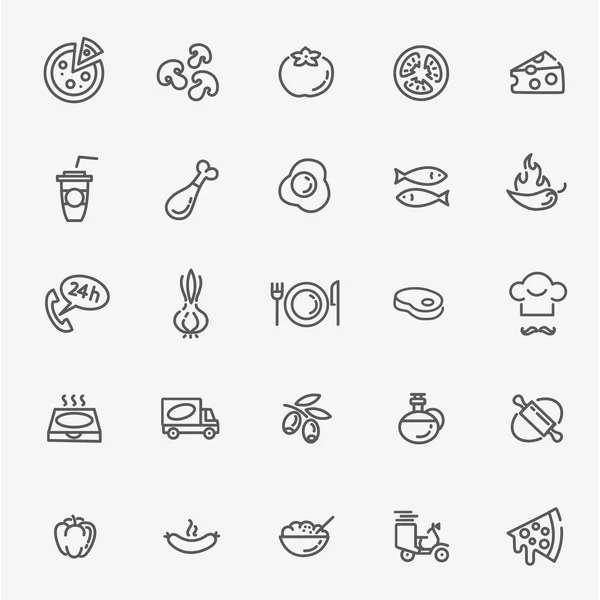 Geleneksel İtalyan pizza - web Icons set — Stok Vektör