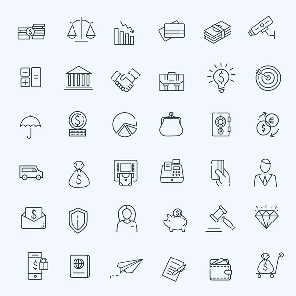İnce çizgi web Icon set - para, finans, ödemeler