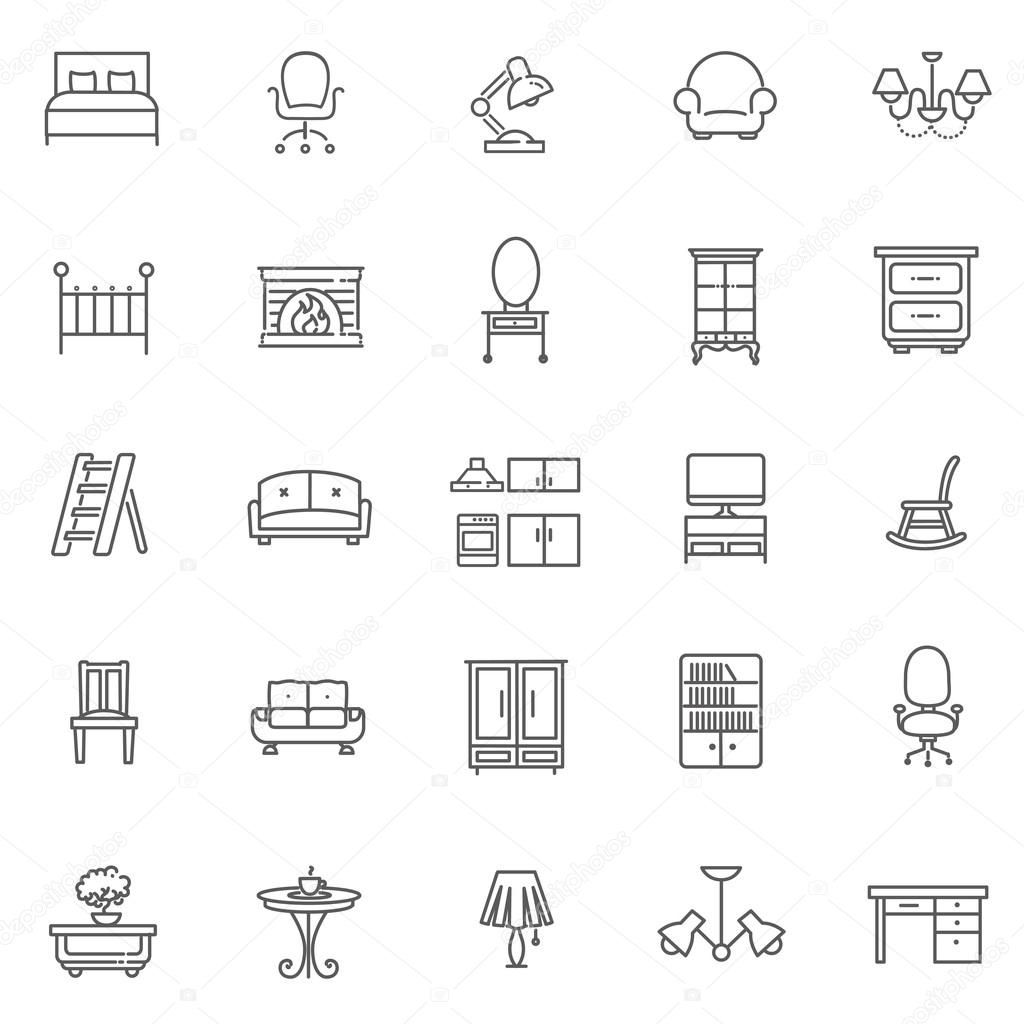 Furniture and home decor icon set \u2014 Stock Vector